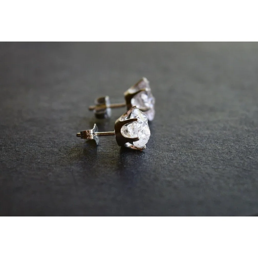Lake County diamond earrings, 925 sterling silver, raw gemstones